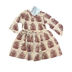 NWT Kate Quinn Pinecone Long Sleeve Twirl Dress Bamboo 6-12m